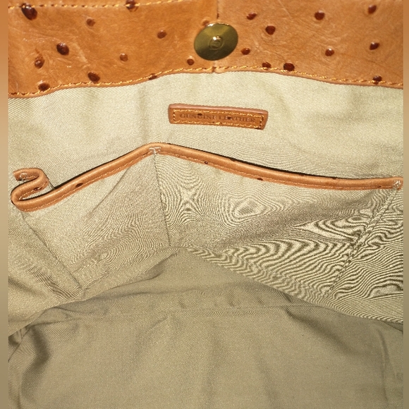 GILI Got It Love It Brown/Tan Leather Ostrich Tote Crossbody bag - Picture 12 of 15